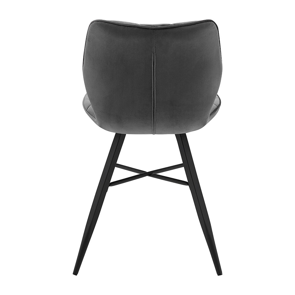 Set of 2 Ampney Velvet Diamond Stitch Dining Chairs with Metal Legs (Dark Grey Velvet) — view 9