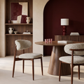 Halston Wooden Dining Chair | Speckled Stone Sustainable Boucle & Walnut — dining chair from 2nd Time Around