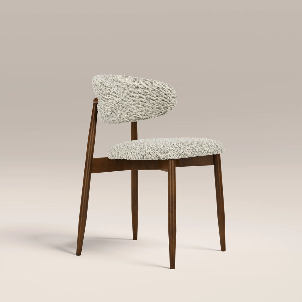 Halston Wooden Dining Chair | Speckled Stone Sustainable Boucle & Walnut — view 2