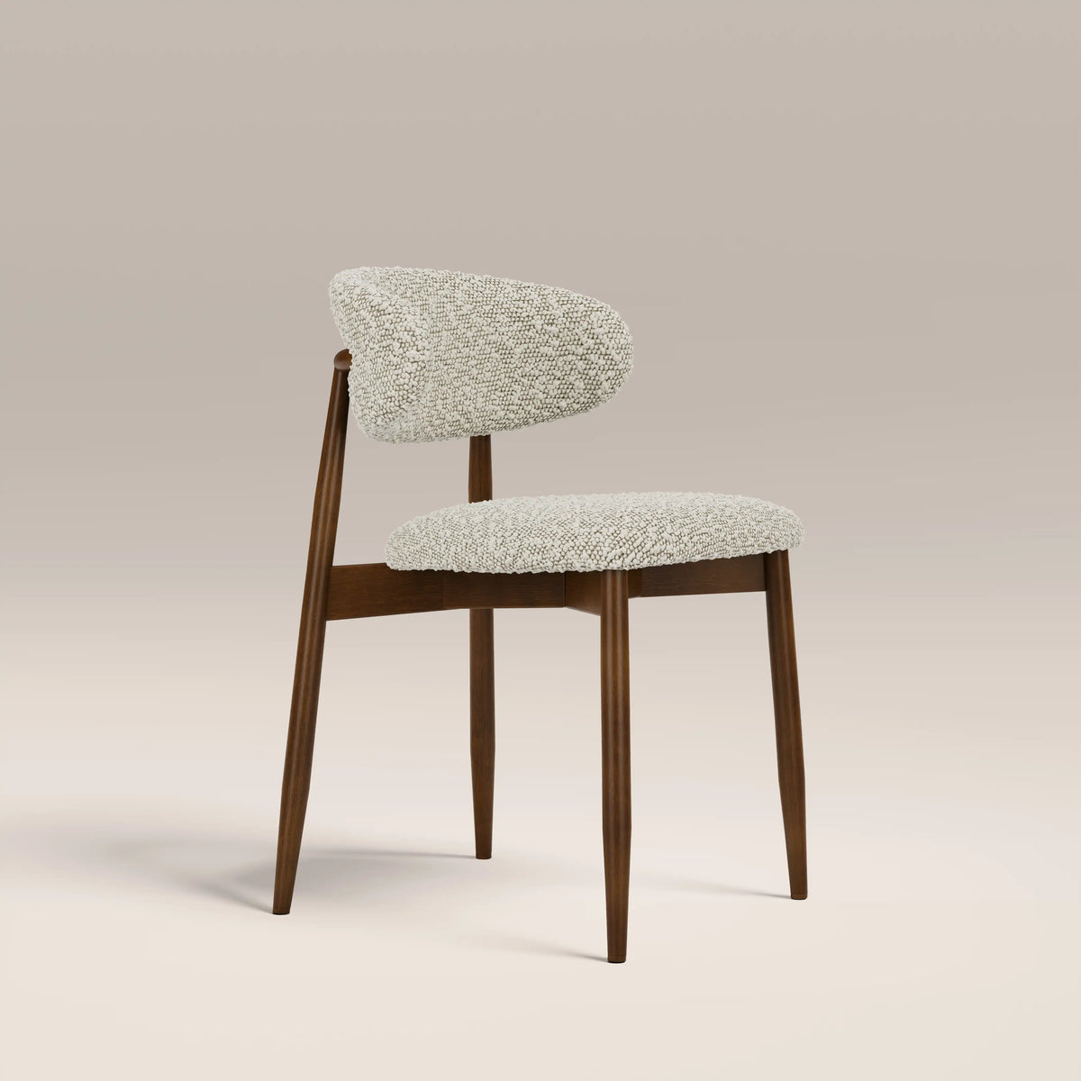 Halston Wooden Dining Chair | Speckled Stone Sustainable Boucle & Walnut — view 2
