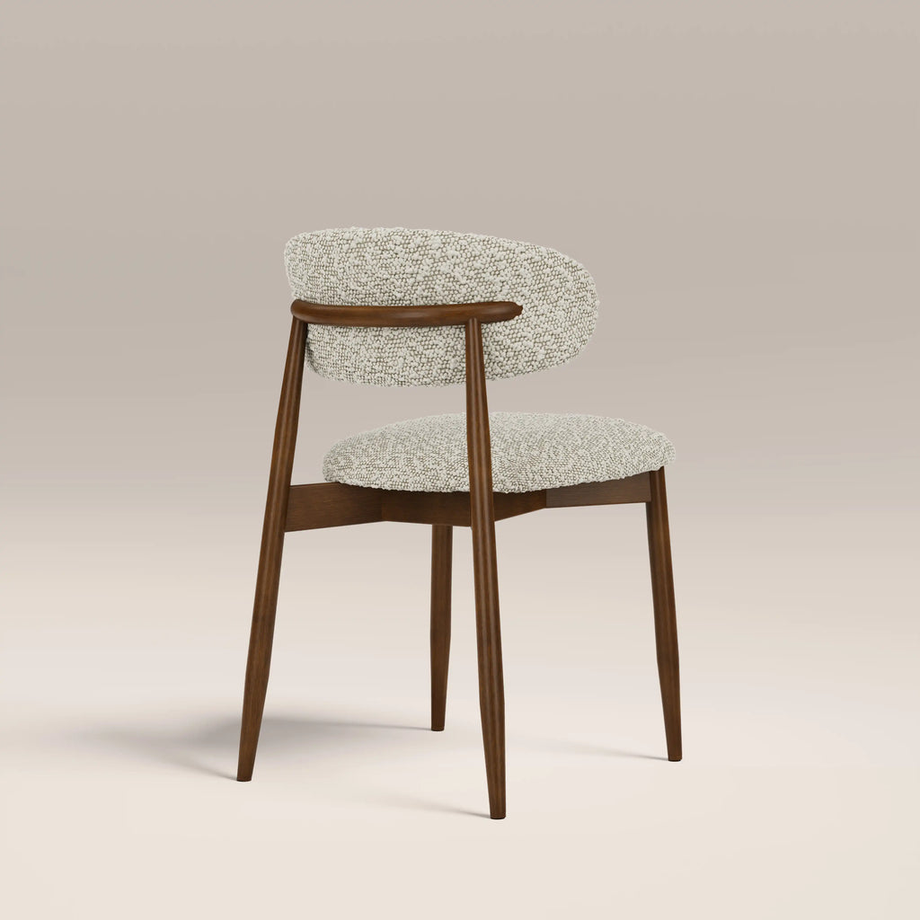 Halston Wooden Dining Chair | Speckled Stone Sustainable Boucle & Walnut — view 6