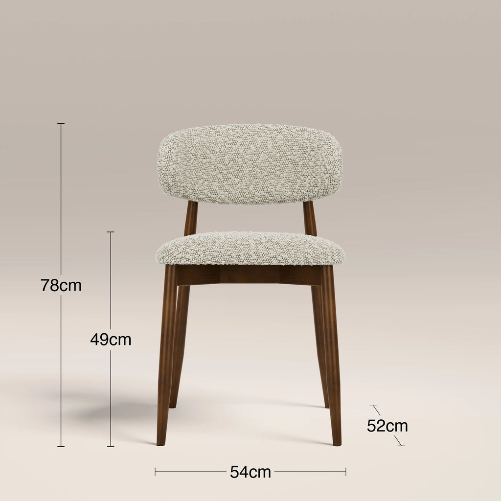 Halston Wooden Dining Chair | Speckled Stone Sustainable Boucle & Walnut — view 8
