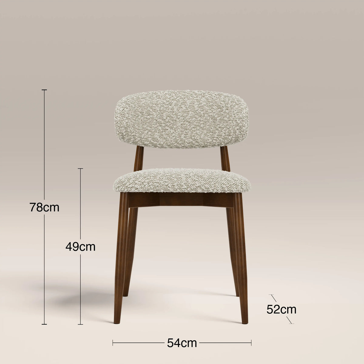 Halston Wooden Dining Chair | Speckled Stone Sustainable Boucle & Walnut — view 8