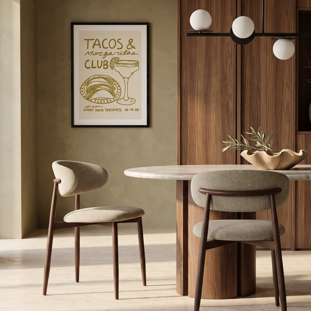 Halston Dining Chair | Soft Barley Sustainable Mohair Velvet & Walnut — dining chair from 2nd Time Around