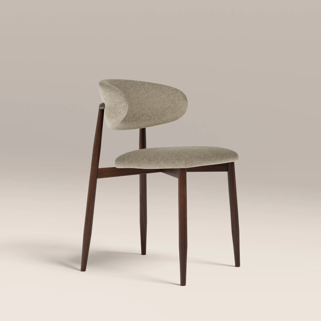 Halston Dining Chair | Soft Barley Sustainable Mohair Velvet & Walnut — view 2