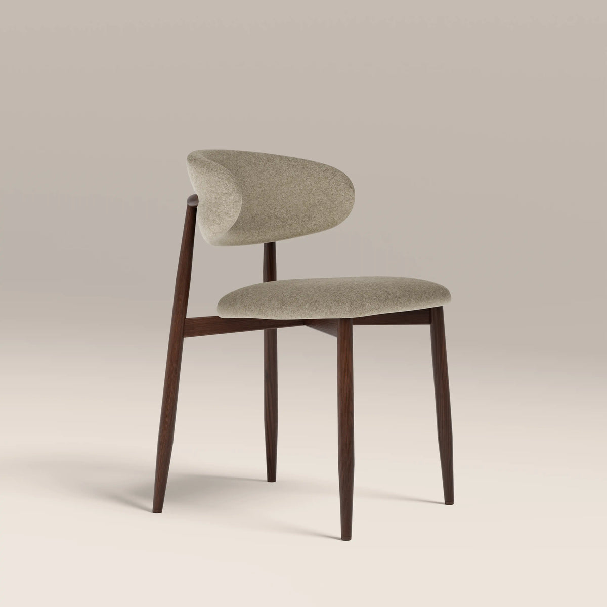 Halston Dining Chair | Soft Barley Sustainable Mohair Velvet & Walnut — view 2