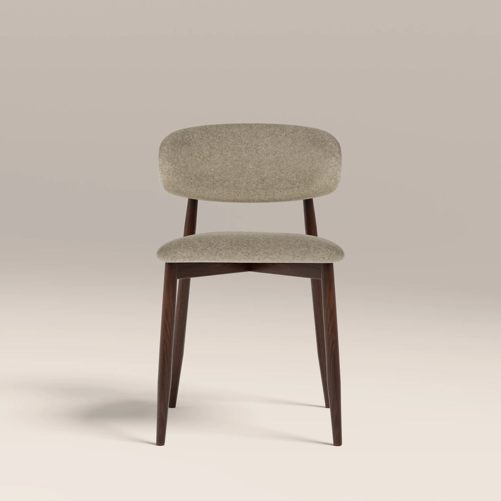 Halston Dining Chair | Soft Barley Sustainable Mohair Velvet & Walnut — view 4