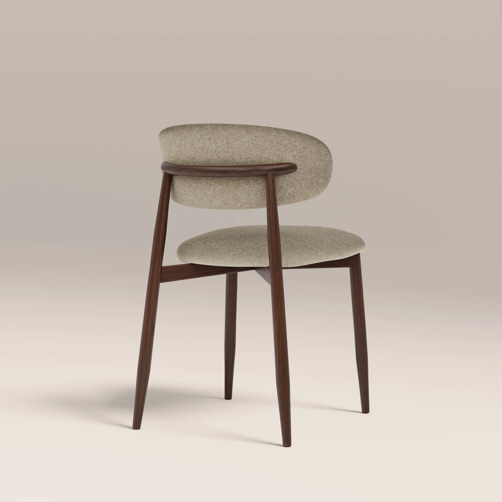 Halston Dining Chair | Soft Barley Sustainable Mohair Velvet & Walnut — view 6