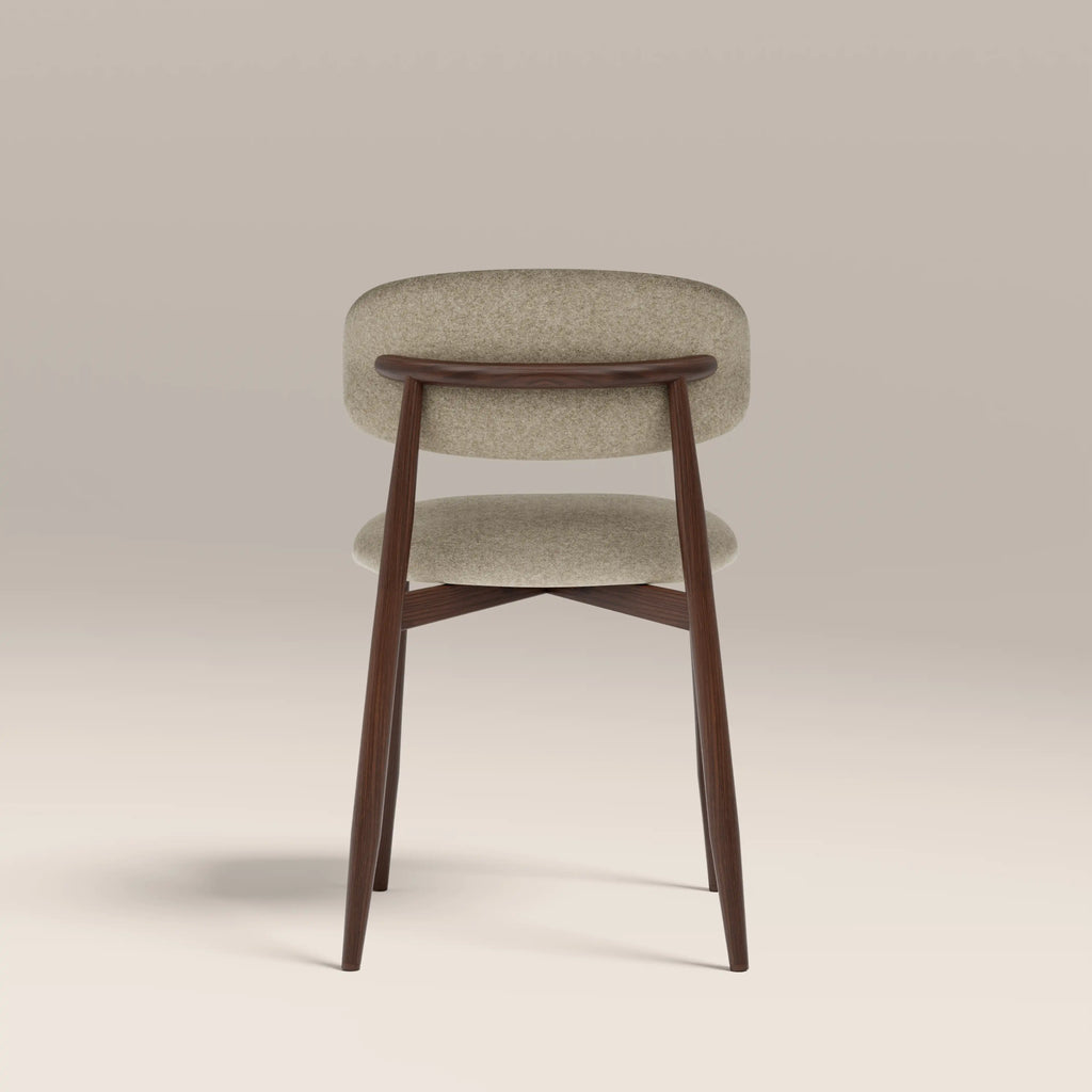 Halston Dining Chair | Soft Barley Sustainable Mohair Velvet & Walnut — view 7
