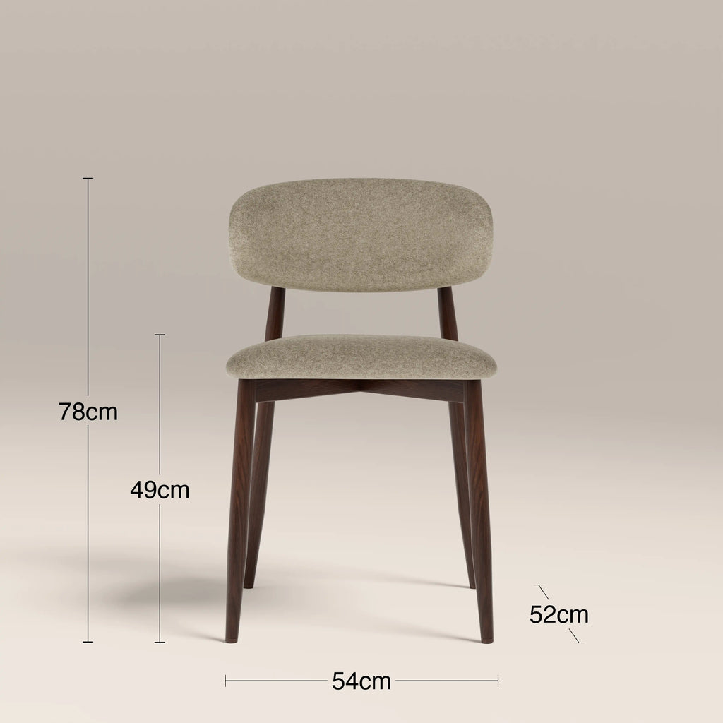 Halston Dining Chair | Soft Barley Sustainable Mohair Velvet & Walnut — view 8