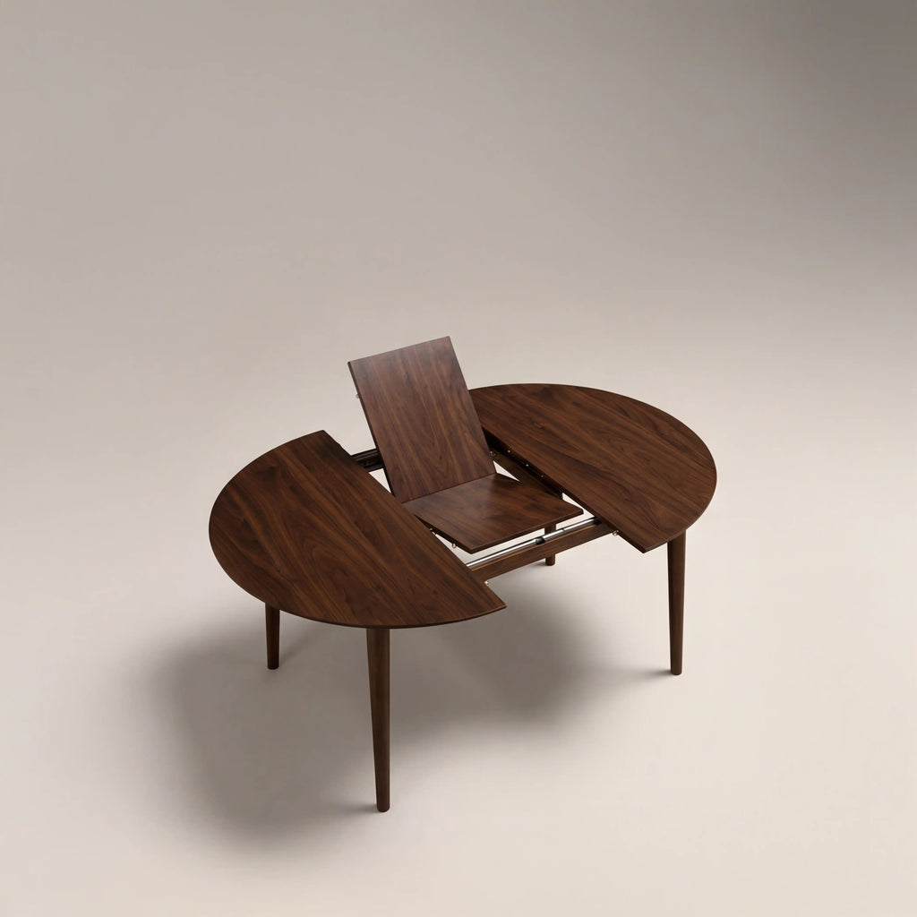 Montreux 4-6 Seat Round Wooden Extendable Dining Table | Walnut — view 5