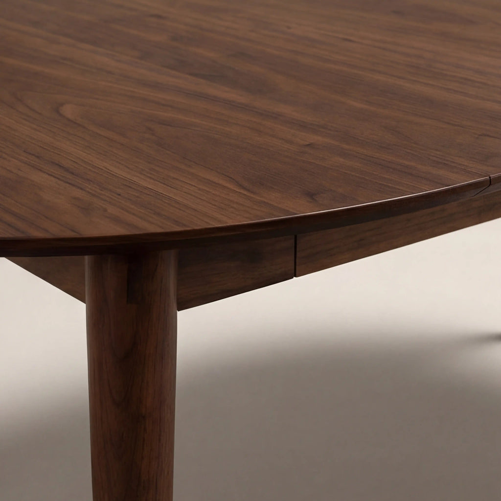 Montreux 4-6 Seat Round Wooden Extendable Dining Table | Walnut — view 7