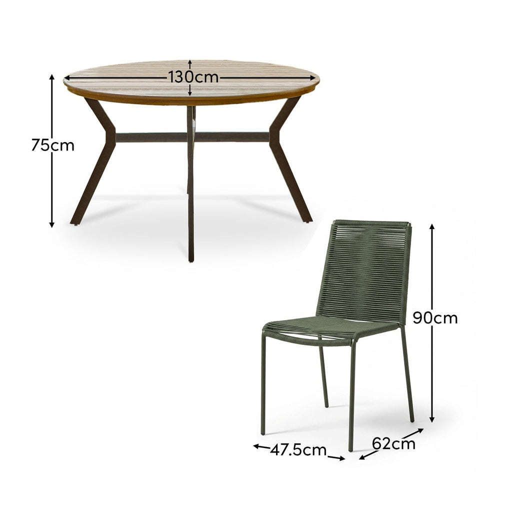 Ezra 4 Seater Round Wooden Garden Set with Ryder Khaki Chairs — view 10