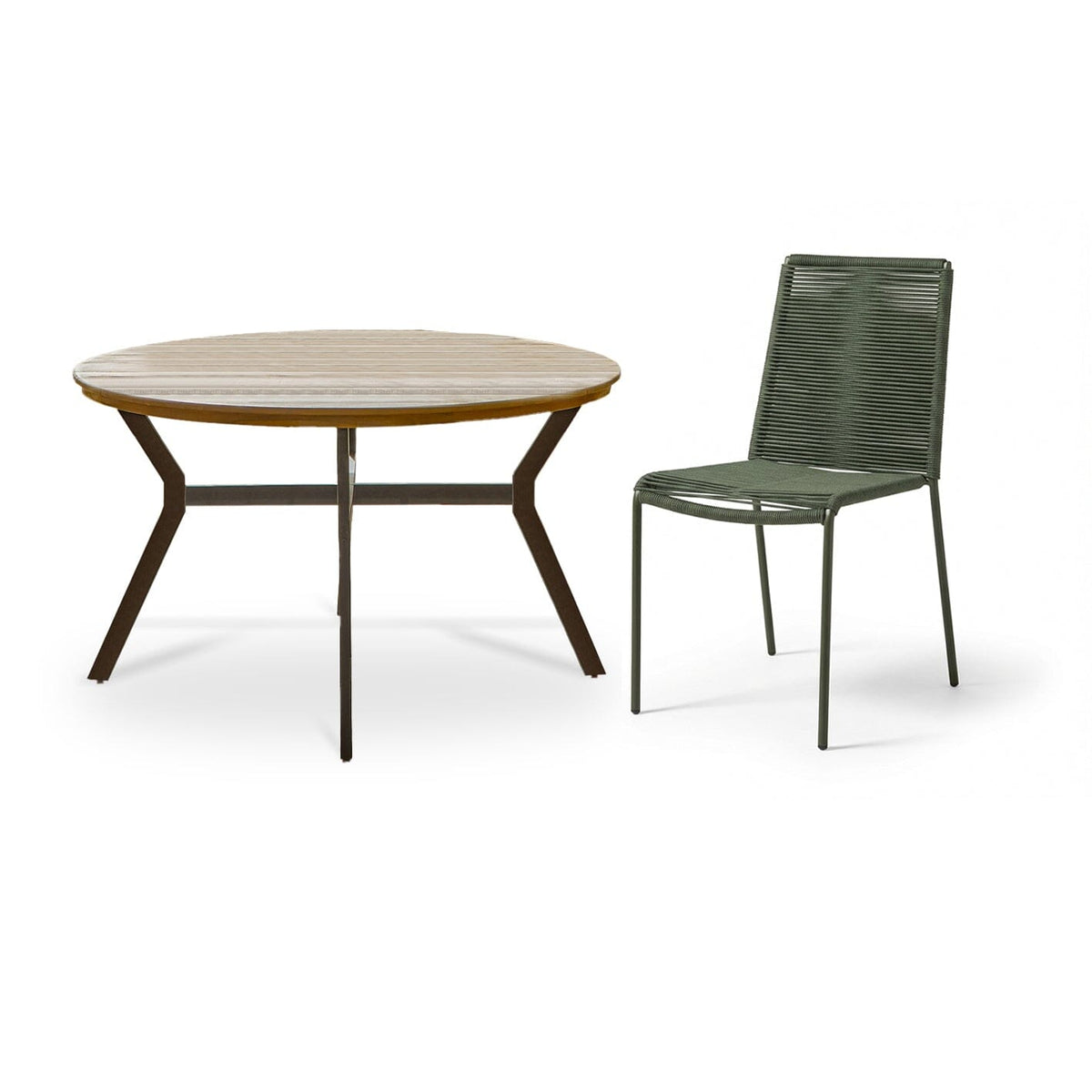 Ezra 4 Seater Round Wooden Garden Set with Ryder Khaki Chairs — view 9