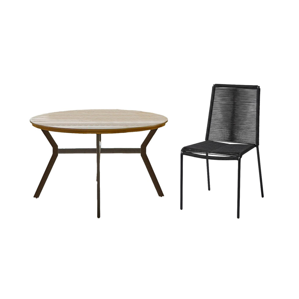 Ezra 4 Seater Round Wooden Garden Set with Ryder Black Chairs — view 10