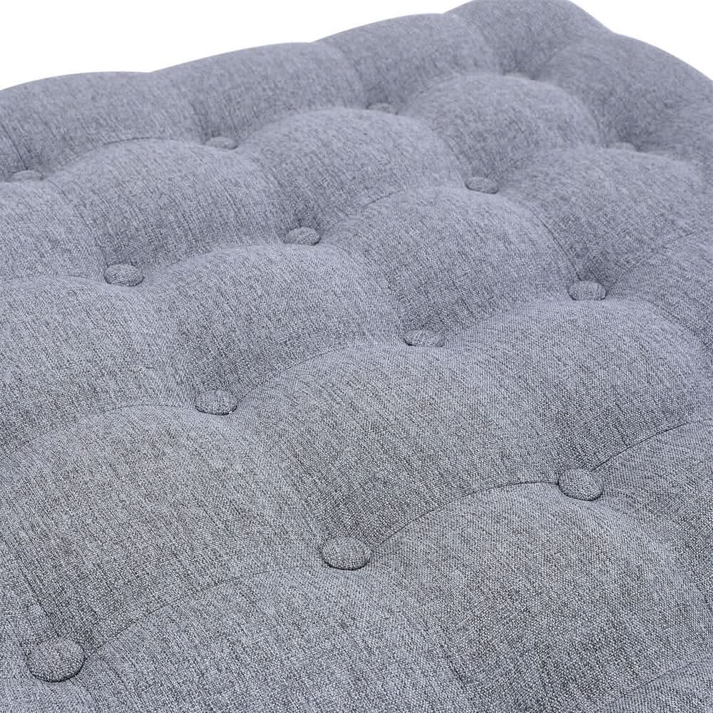 84cm W Square Linen Footstool with Metal Frame — view 5