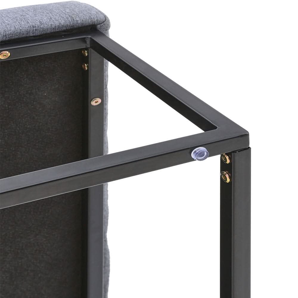 84cm W Square Linen Footstool with Metal Frame — view 6