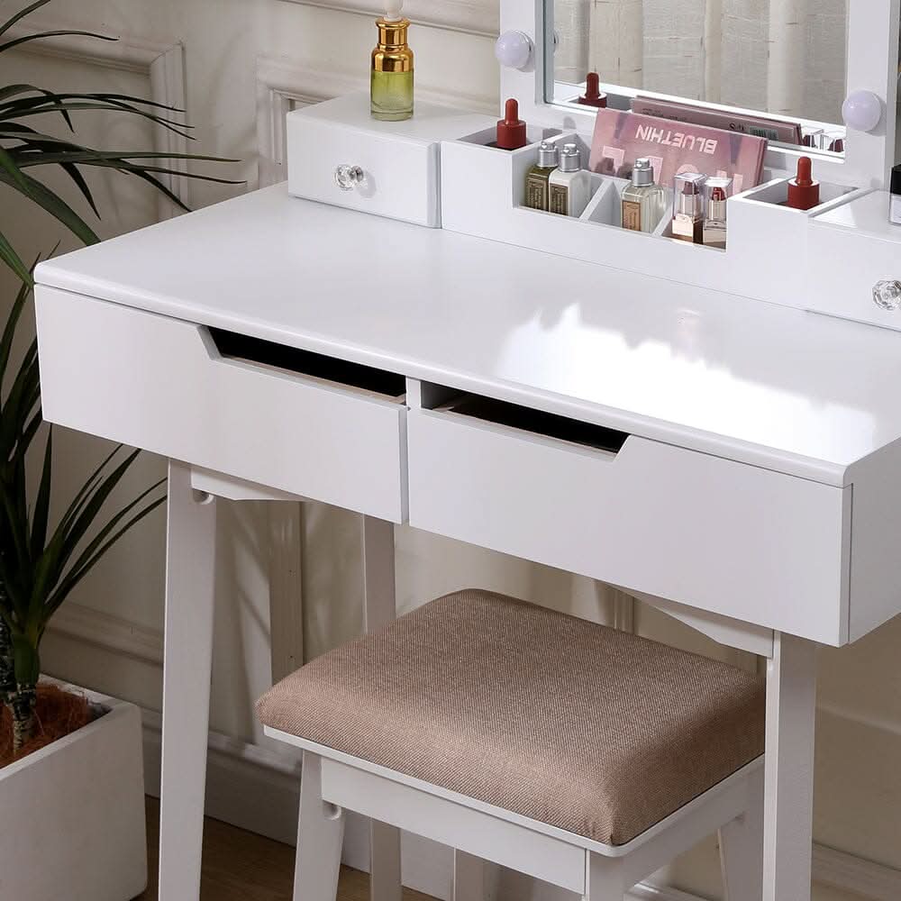 137cm H Modern Makeup Desk Set with Lighted Mirror and Stool — view 6