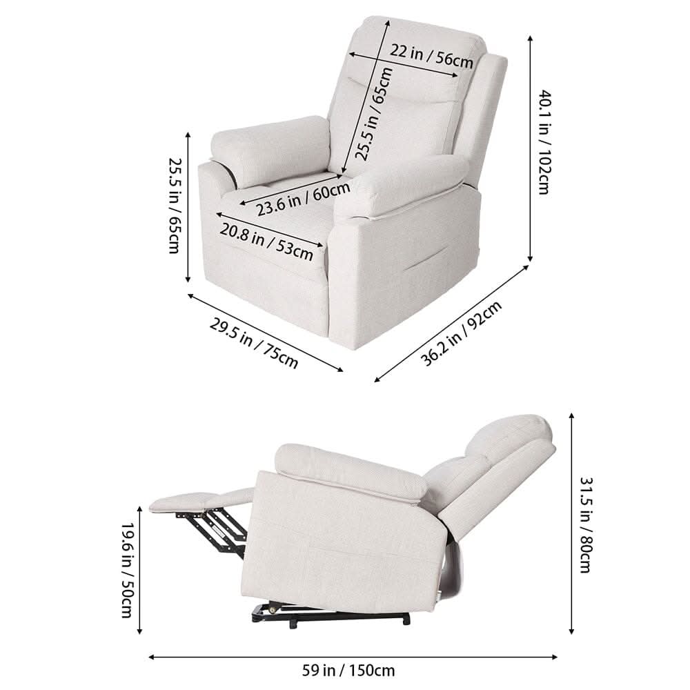 Electric Lift Recliner Chair for Elderly with 135° Recline and UK Plug — view 3