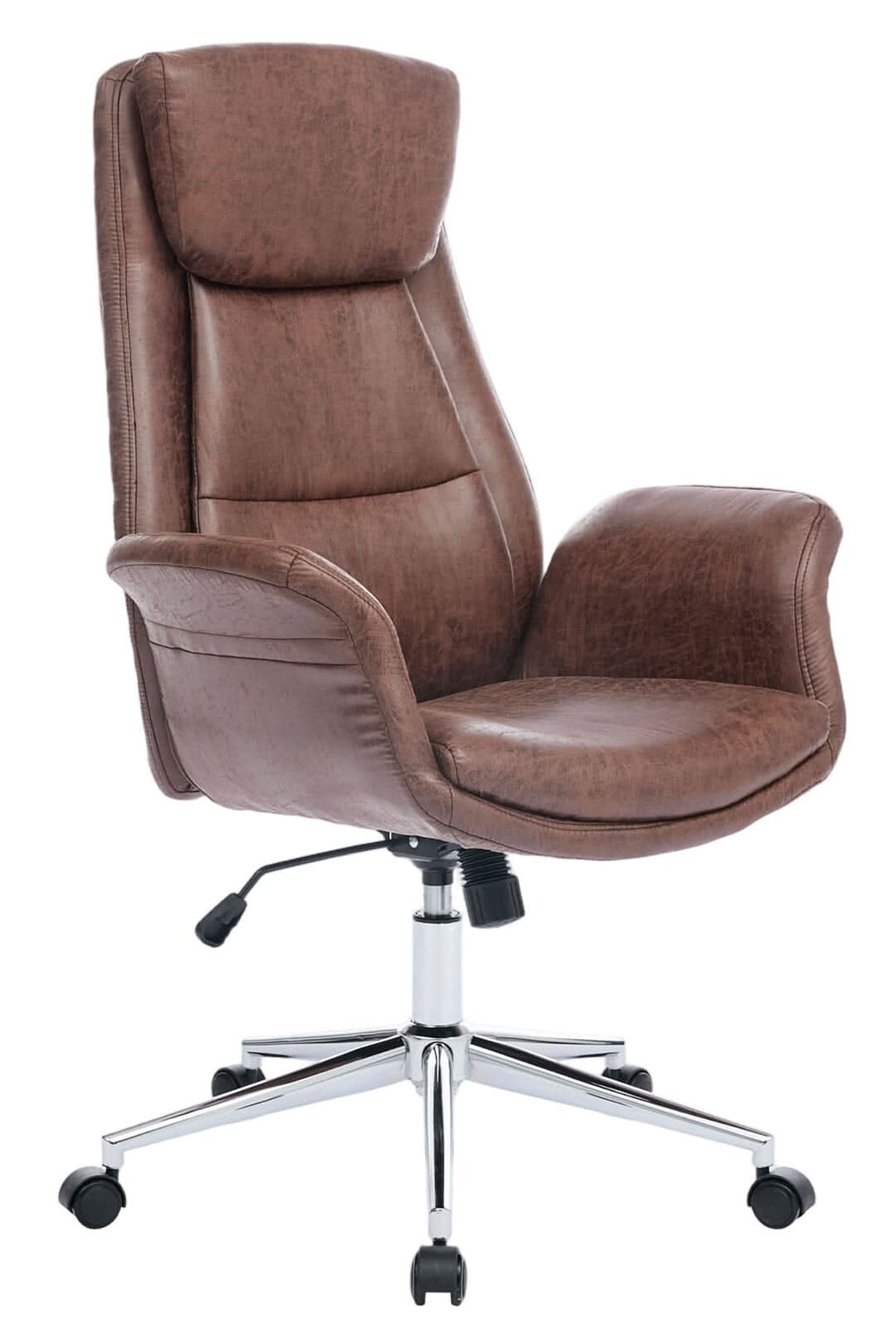 Retro PU Leather Executive Office Chair with Chrome Base — view 4