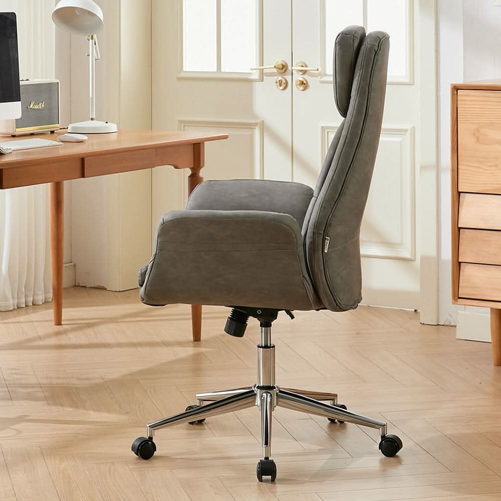 Retro PU Leather Executive Office Chair with Chrome Base — view 8
