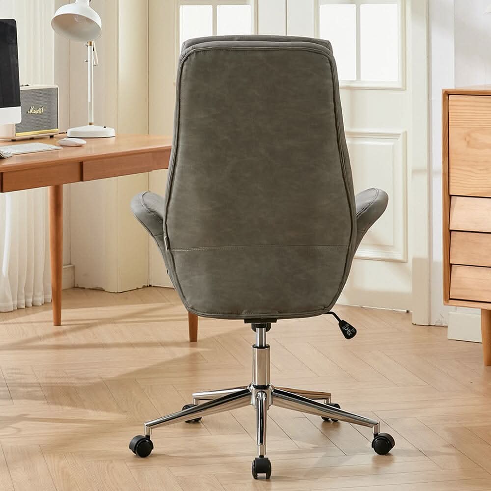 Retro PU Leather Executive Office Chair with Chrome Base — view 9