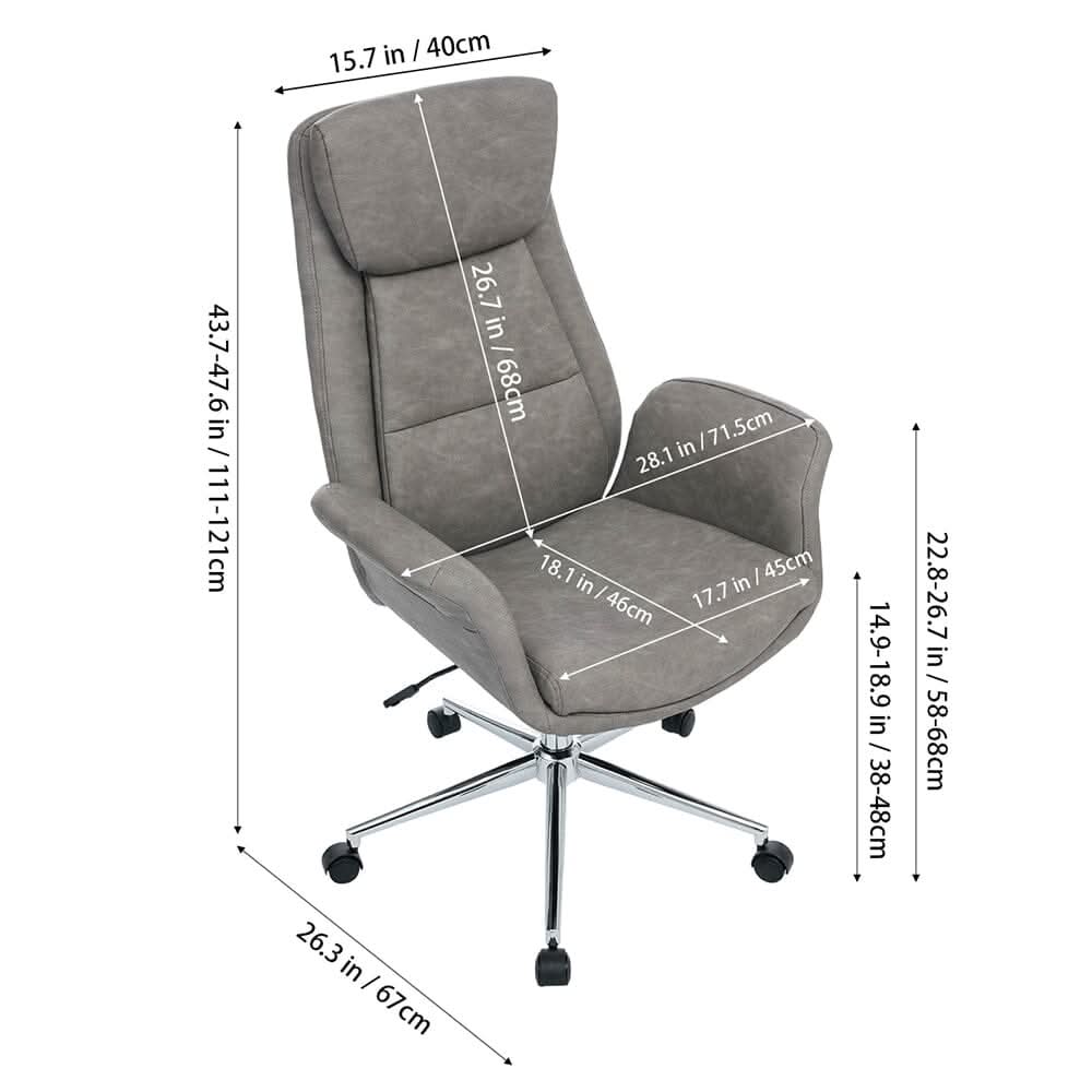 Retro PU Leather Executive Office Chair with Chrome Base — view 7