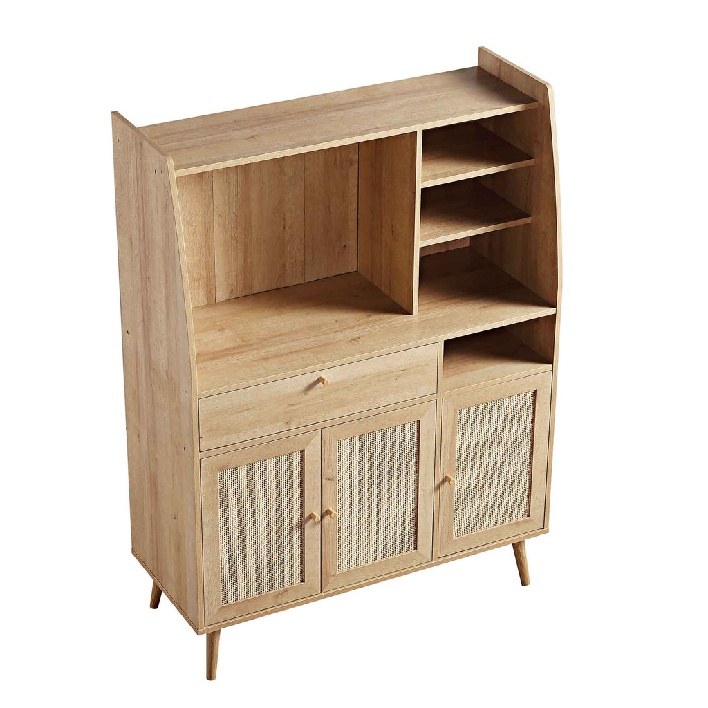 Frances Woven Rattan Kitchen Cabinet, Natural — view 9