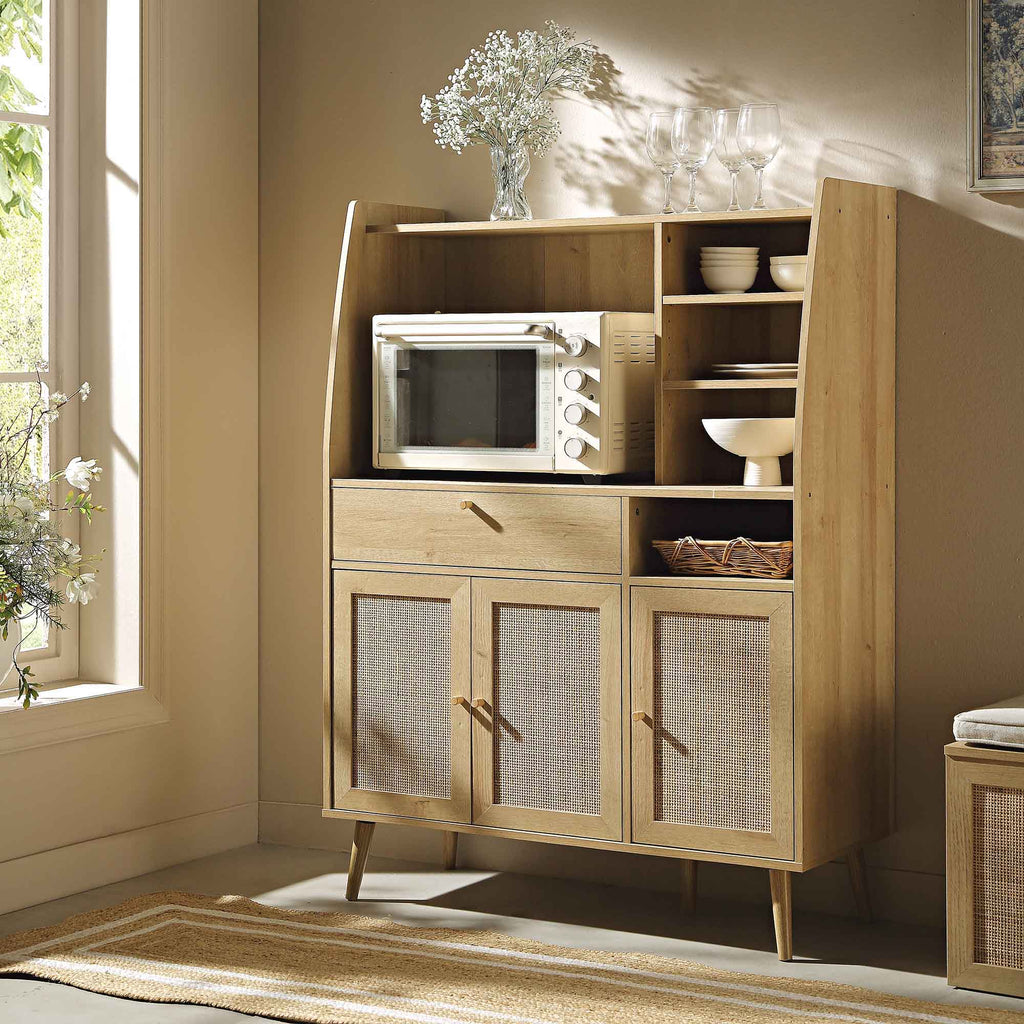 Frances Woven Rattan Kitchen Cabinet, Natural — desk from 2nd Time Around