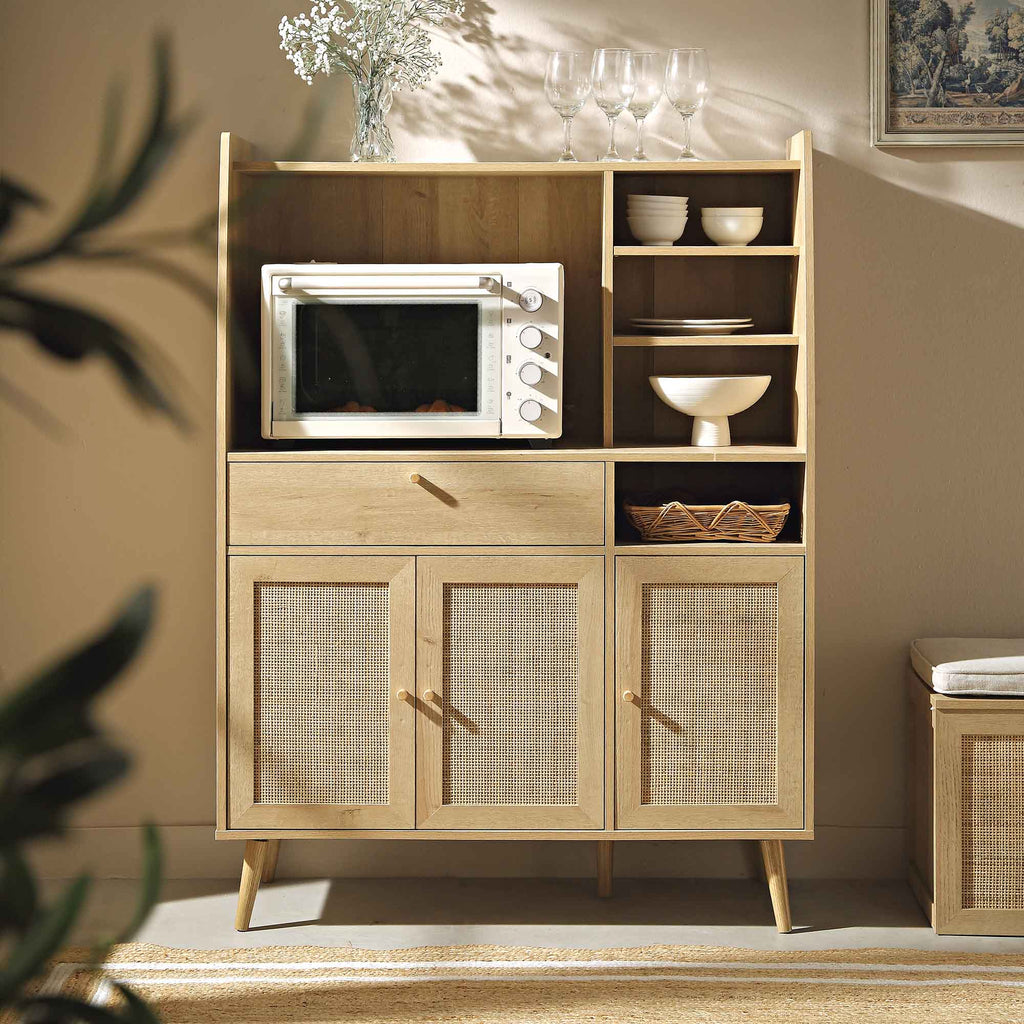 Frances Woven Rattan Kitchen Cabinet, Natural — view 2