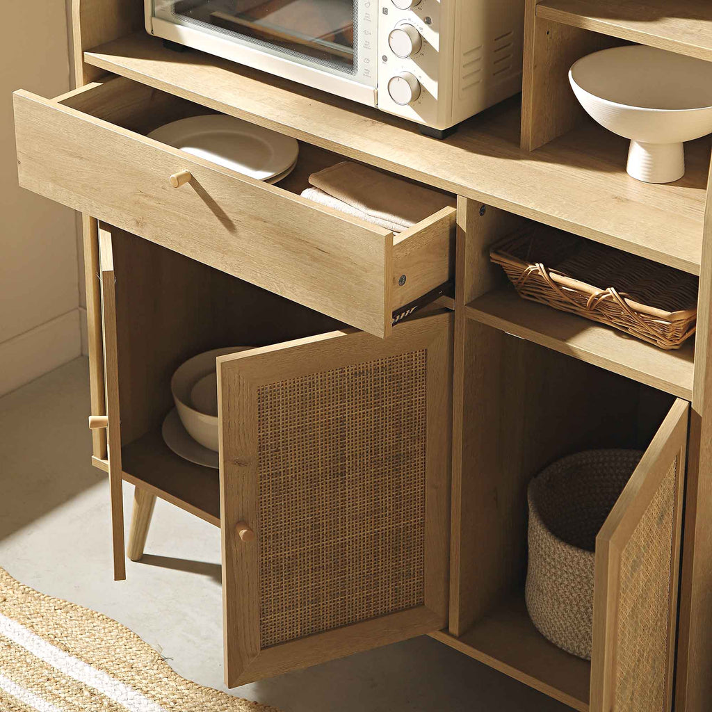 Frances Woven Rattan Kitchen Cabinet, Natural — view 3