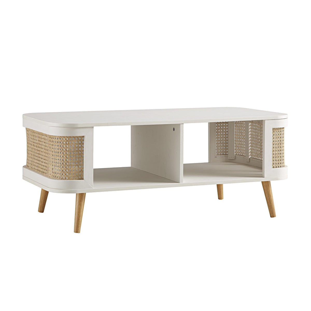 Izzy Curved Rattan Coffee Table, White — view 5