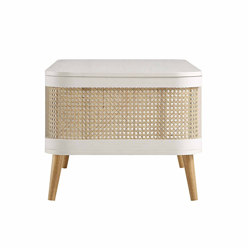 Izzy Curved Rattan Coffee Table, White — view 8