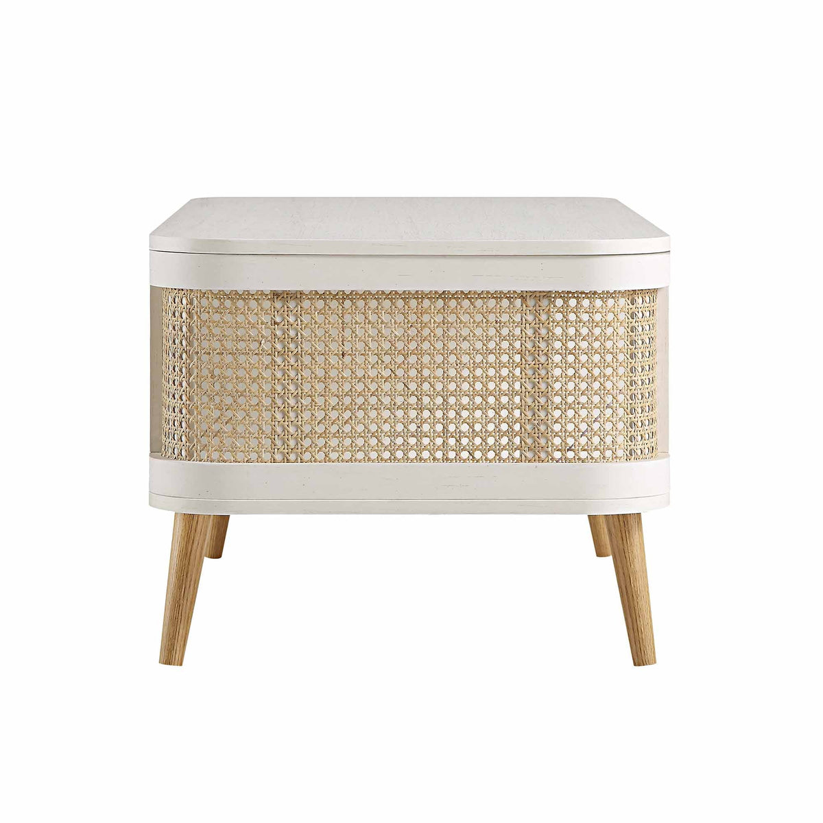 Izzy Curved Rattan Coffee Table, White — view 8