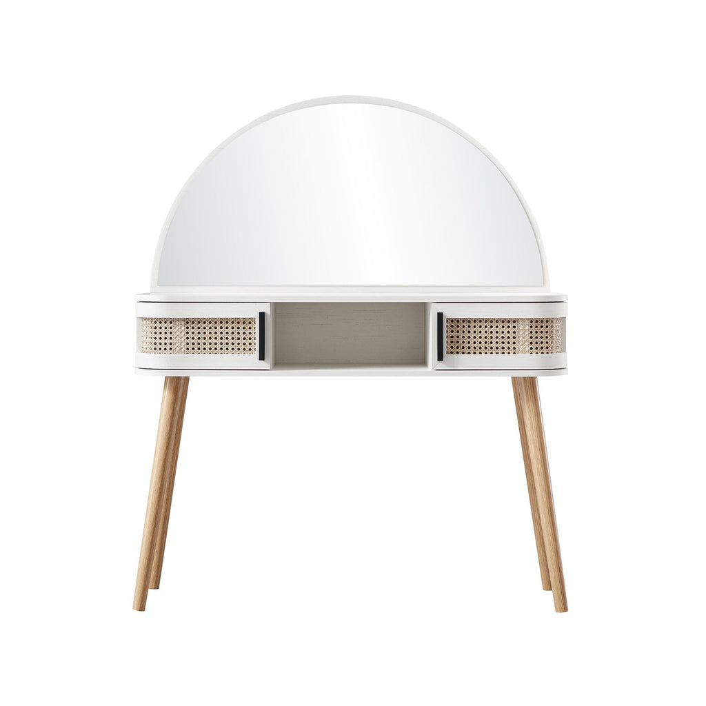 Izzy Curved Rattan Dressing Table, White — view 7