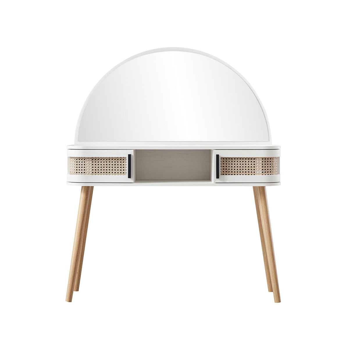 Izzy Curved Rattan Dressing Table, White — view 7