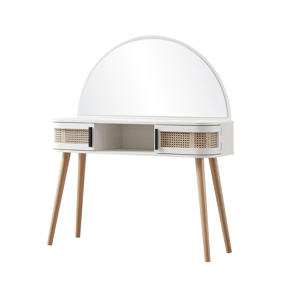 Izzy Curved Rattan Dressing Table, White — view 8
