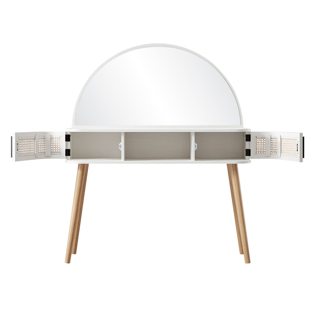 Izzy Curved Rattan Dressing Table, White — view 10