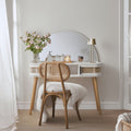 Izzy Curved Rattan Dressing Table, White — dressing table from 2nd Time Around