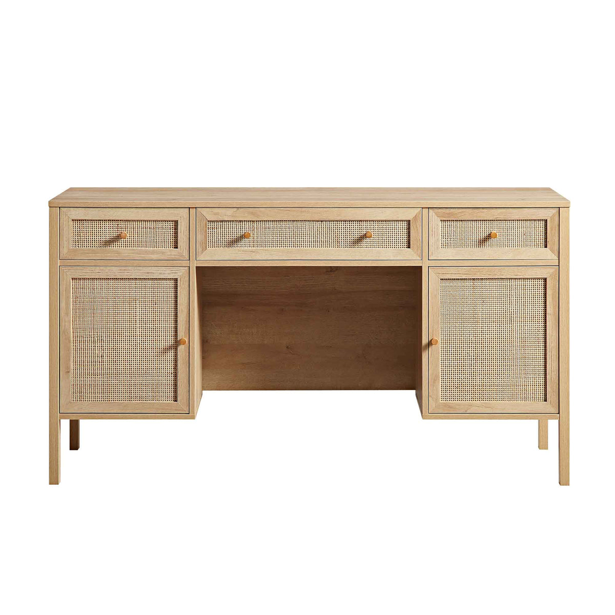 Frances Woven Rattan 3-Drawer Desk, Natural — view 5