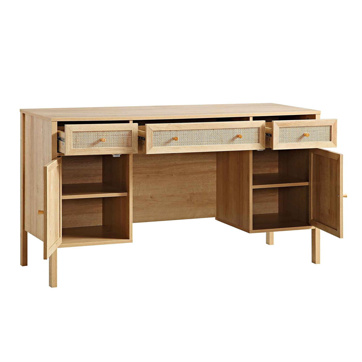 Frances Woven Rattan 3-Drawer Desk, Natural — view 8