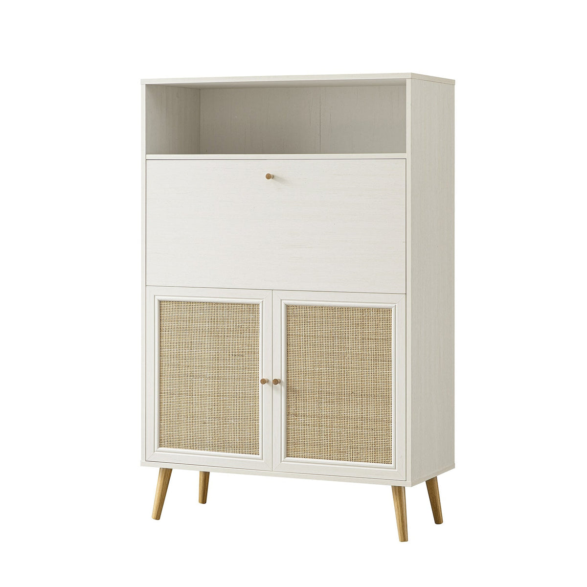 Frances Woven Rattan Writing Bureau, White — view 9