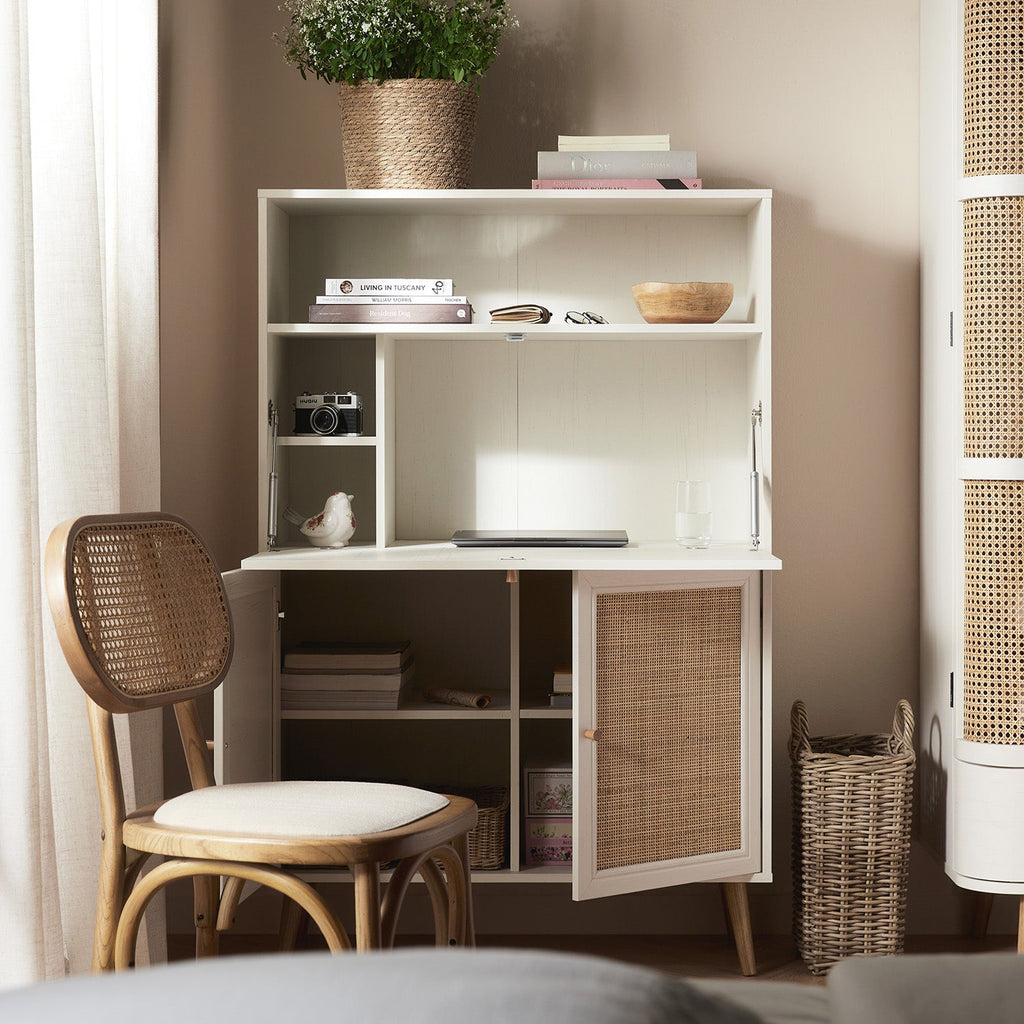 Frances Woven Rattan Writing Bureau, White — view 3