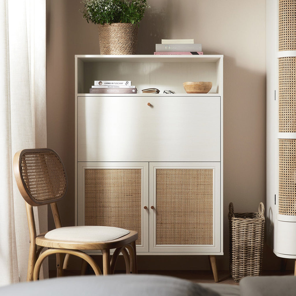 Frances Woven Rattan Writing Bureau, White — view 4