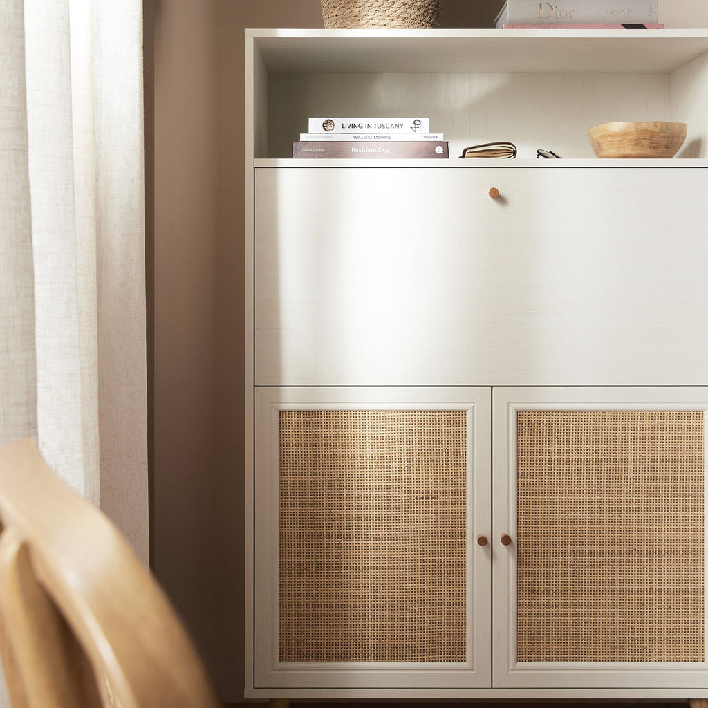 Frances Woven Rattan Writing Bureau, White — view 6