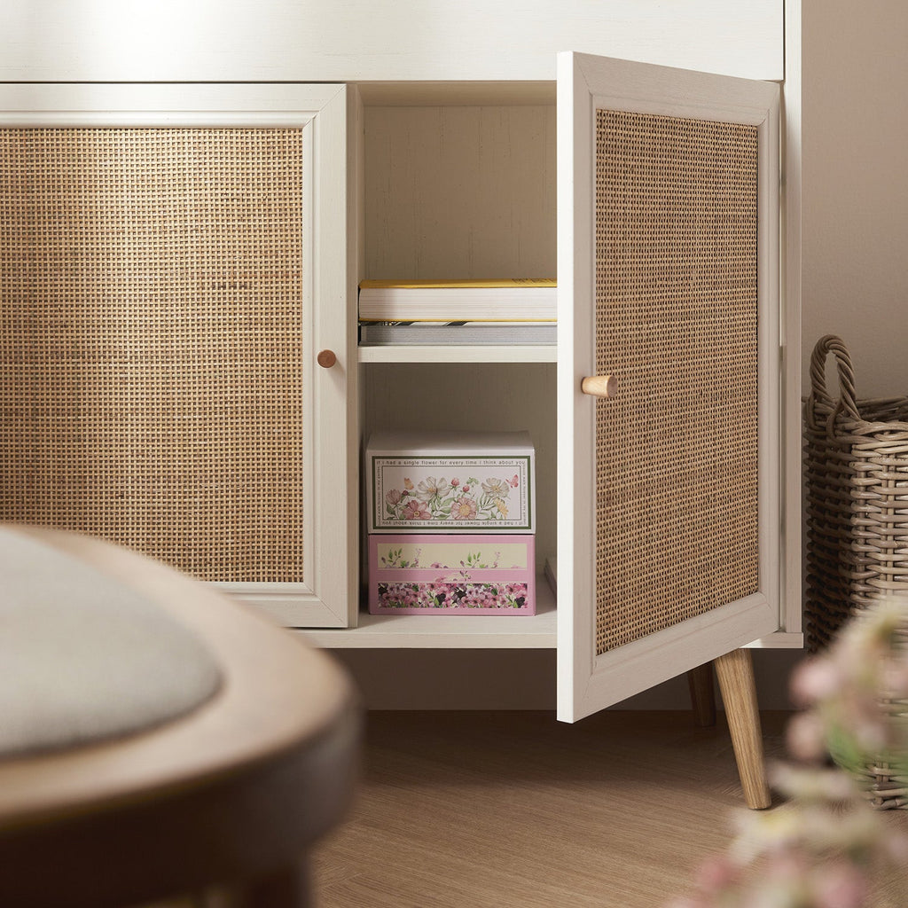 Frances Woven Rattan Writing Bureau, White — view 7