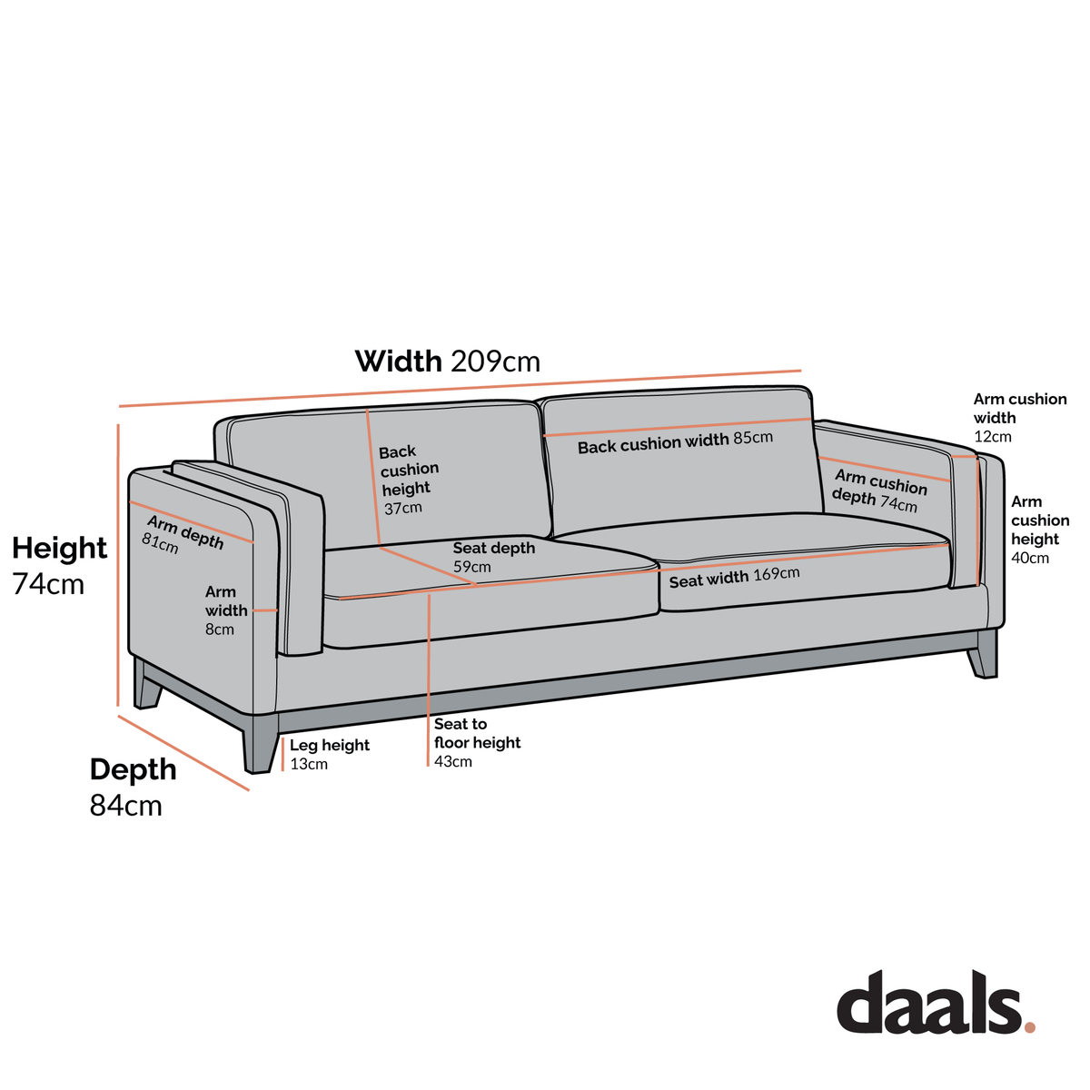 Dipley Champagne Velvet Sofa, 3-Seater — view 6