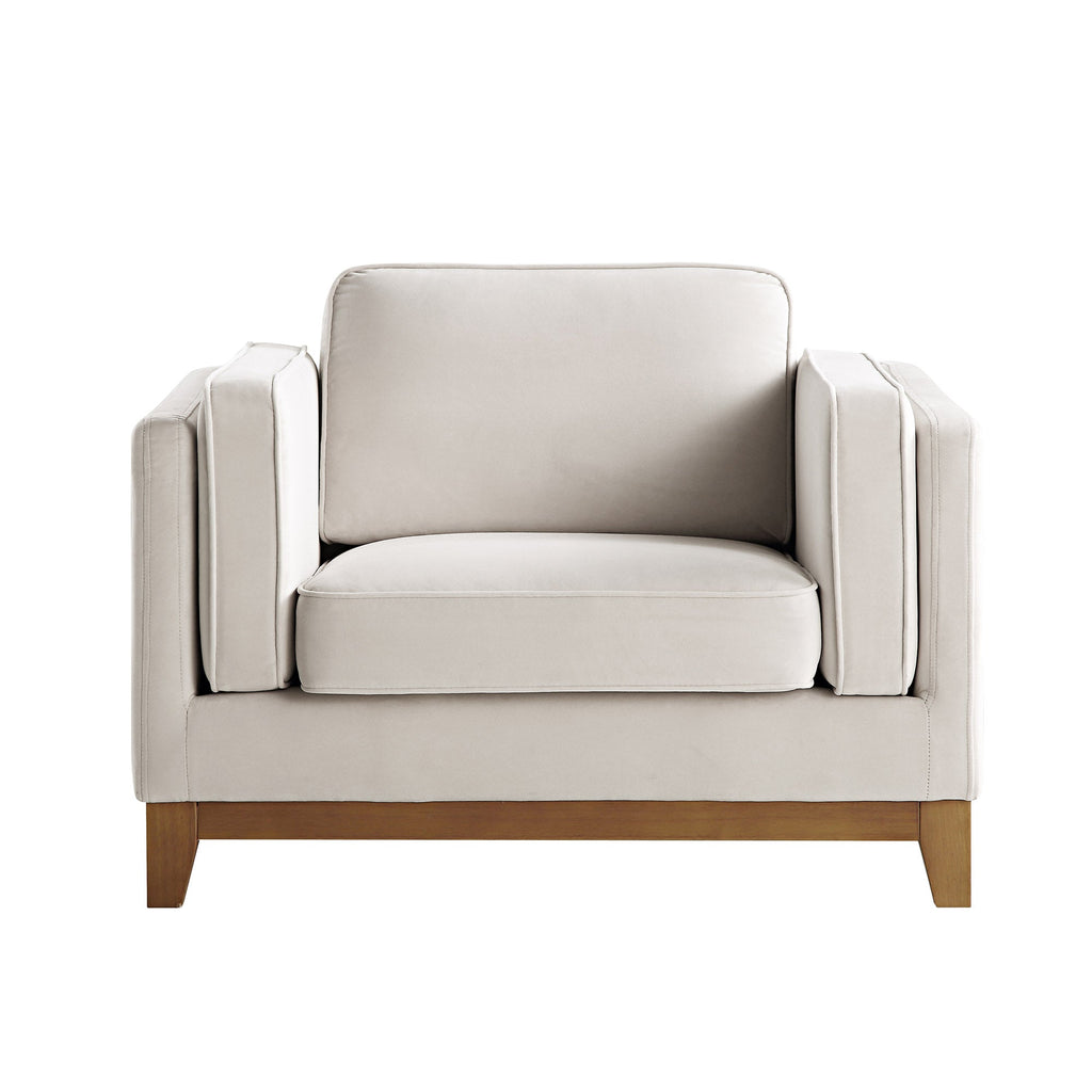 Dipley Champagne Velvet Sofa, 1-Seater — view 5