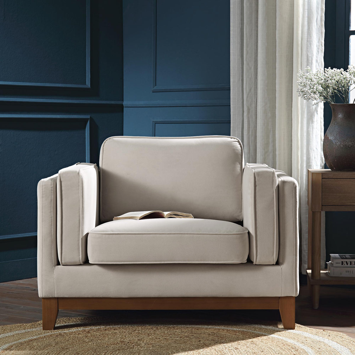 Dipley Champagne Velvet Sofa, 1-Seater — view 2