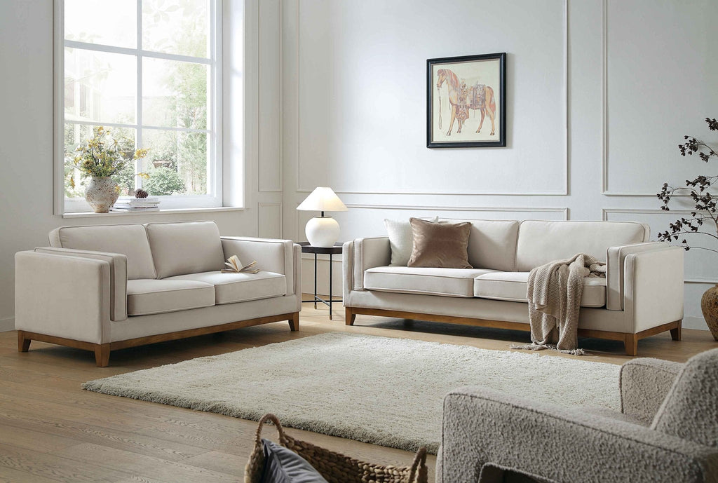 Dipley Champagne Velvet Sofa, 2-Seater — view 3